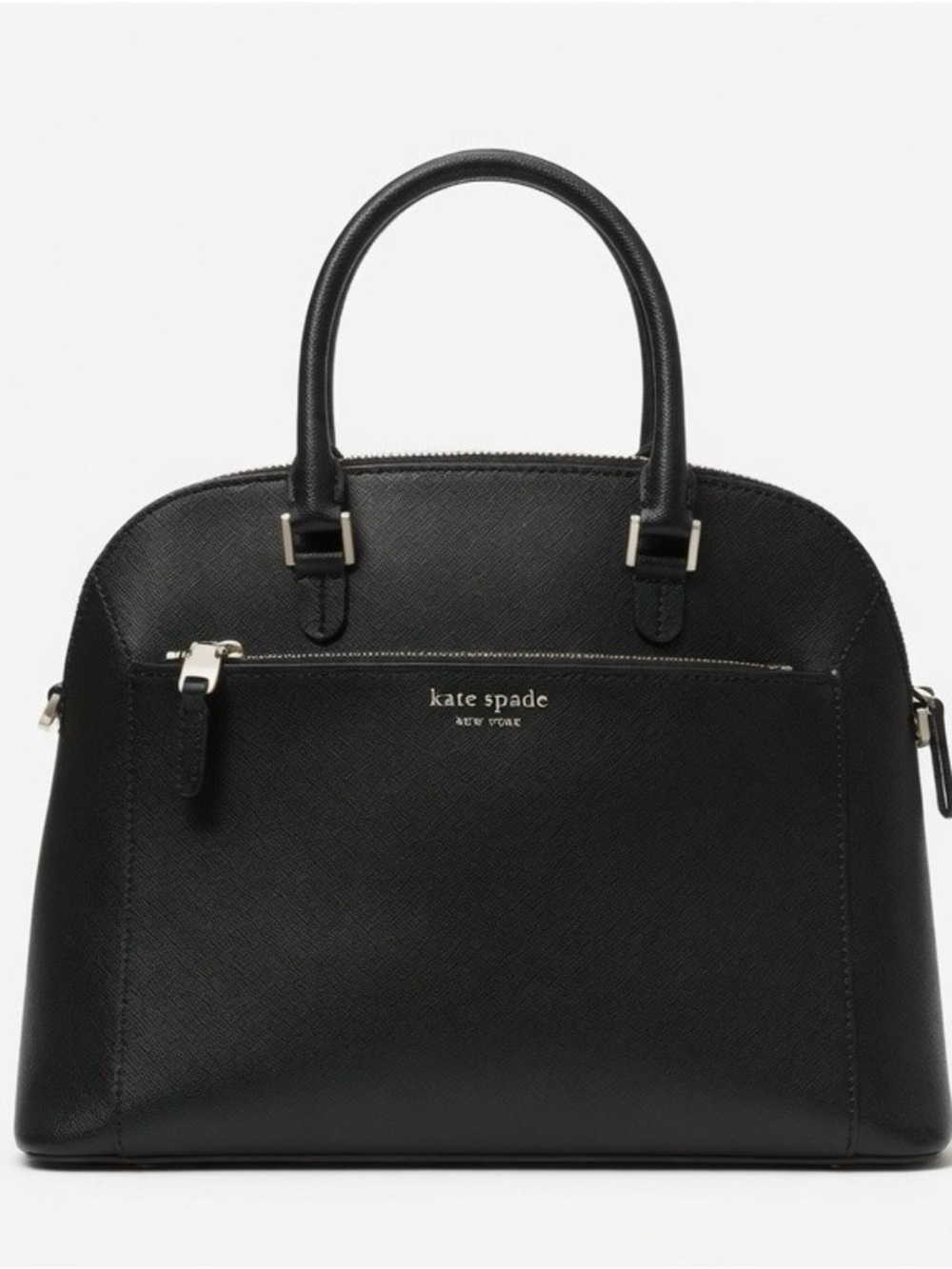 Kate Spade Black Louise Dome Satchel w/ Zippered Front Pocket